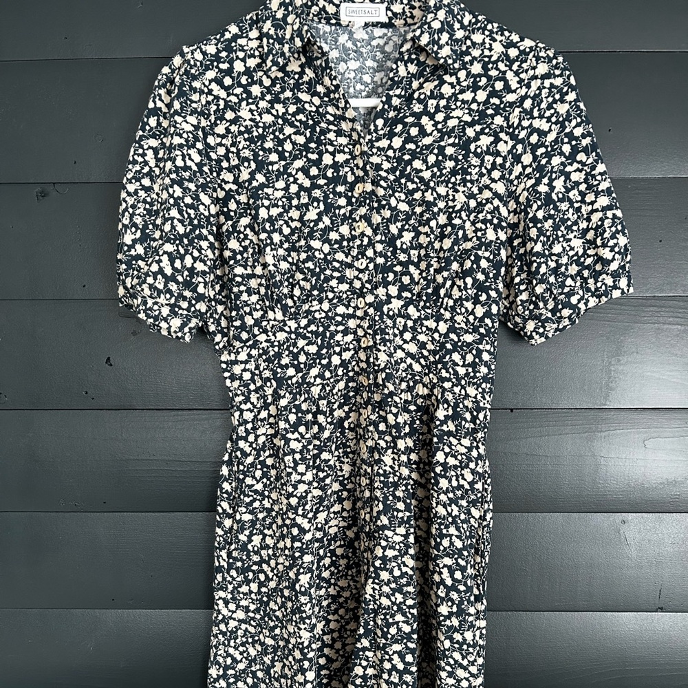 Floral Black and White Dress